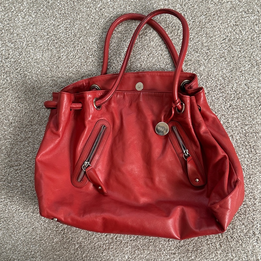 Furla Red Leather Shoulder Bag